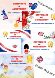 Certificate of Achievement - Dyplom / Certyfikat ukończenia kursu z języka angielskiego. 5 Wzorów