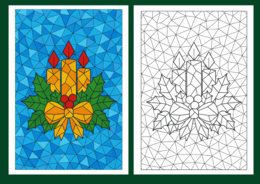 🎄 Zestaw 30 świątecznych kolorowanek – Boże Narodzenie - mozaika / witraż / low-poly 🎄- kolorowanki - biblioteka - świetlica - zajęcia z wychowawcą - zajęcia kreatywne