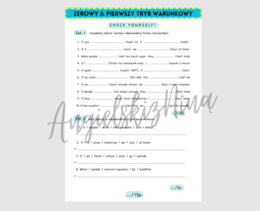 Zero & First Conditional - Zerowy & Pierwszy tryb warunkowy - Check yourself! - karta pracy - kartkówka - test - powtórka - okres warunkowy - okresy  - conditionals -  tryby warunkowe - porównanie -