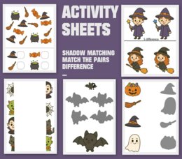 Karty pracy i aktywności na HALLOWEEN - pdf plus jpg! a4 do druku