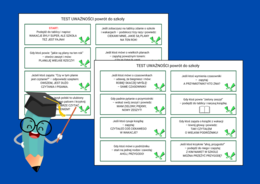 Powrót do szkoły - TEST NA UWAŻNOŚĆ – 30 karteczek do zabawy klasowej - język polski - zajęcia z wychowawcą - klasy 4-6