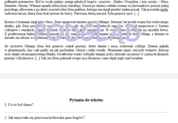 Mitologia -powstanie świata - czytanie ze zrozumieniem