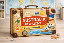 Australia w walizce, mapa Australii na podłodze, paszport podróżnika po Australii