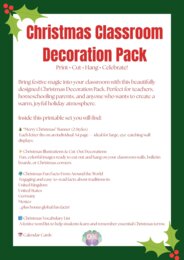 🎄 Christmas Classroom Decoration Pack – Świąteczna Gazetka Do Druku Print • Cut • Hang • Celebrate! 🎅✨dekoracje świąteczne, gazetka bożonarodzeniowa, angielski, materiały do druku, klasa, grudzień, tradycje świąteczne, słownictwo świąteczne., Christmas d