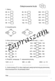 Odejmowanie liczb - karta pracy