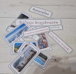 Materiał do zalaminowania/praca w grupach/stacje zadaniowe/układanka/puzzle „Rodzaje krajobrazów” w pdf. Przyroda, dział „Poznajemy krajobraz najbliższej okolicy”.