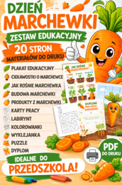 Dzień Marchewki – zestaw edukacyjny | karty pracy, plakaty, puzzle | PDF