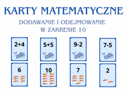 Karty matematyczne - dodawanie i odejmowanie w zakresie 10