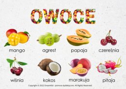 PLANSZE DEMONSTRACYJNE WARZYWA I OWOCE - format A4