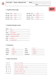 Brainy 4 - kartkówki od działu Welcome Unit do działu 8