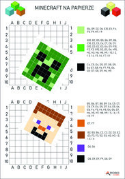 Kodowanki dla dzieci minecraft, zestaw pdf, 10 kart pracy z kodowaniem, dyktando graficzne, klasy 1-5