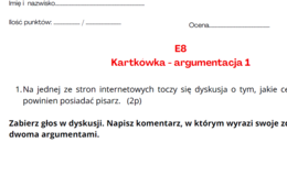 Egzamin ósmoklasisty - kartkówka, argumentacja, zajmowanie stanowiska, gramatyka