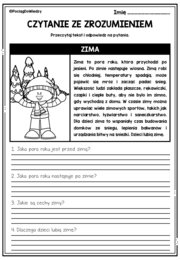 Czytanie ze zrozumieniem - Zimowe czytanki