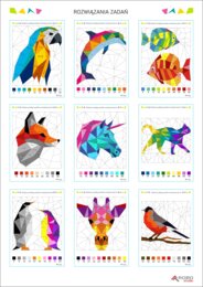 Tabliczka mnożenia, mnożenie przez 9, wielokrotności, kolorowanka żyrafa