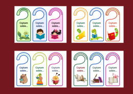 DZIEŃ KSIĄŻKI - zawieszki na drzwi - biblioteka - 12 szt.