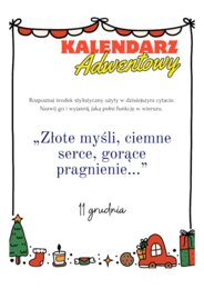 Adwent z literaturą — środek stylistyczny na każdy dzień. Kalendarz adwentowy na lekcje języka polskiego.