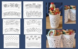 Świąteczne Szablony na Kubki Papierowe 200 ml – 12 Wzorów! | Kolorowanki | PDF do Druku