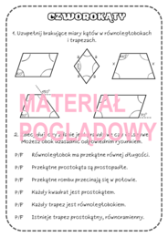 Karta pracy lub kartkówka CZWOROKĄTY kl. 4, 5, 6
