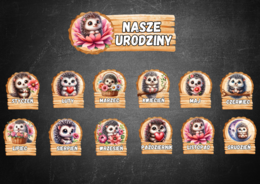 ZESTAW URODZINY JEŻE JEŻYKI KALENDARZ URODZIN