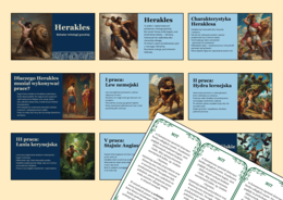 💪🏛️HERAKLES i jego dwanaście prac – prezentacja multimedialna -19 slajdów + WKLEJKA - mit - mitologia
