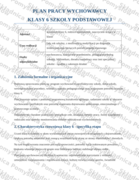ROCZNY PLAN PRACY WYCHOWAWCY - klasa 6 (DOCX, edytowalny); plan pracy wychowawczej; godziny wychowawcze