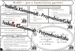 Sketchnotka - notatka „Wodór – gaz o najmniejszej gęstości” wykonana w power point do edycji. Chemia 7, „Gazy i tlenki”