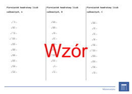 Pierwiastek kwadratowy liczb całkowitych | matematyka | 26 kolumn