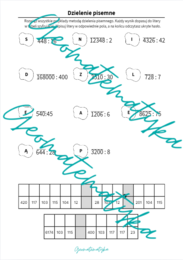 Dzielenie pisemne - kodowana karta pracy