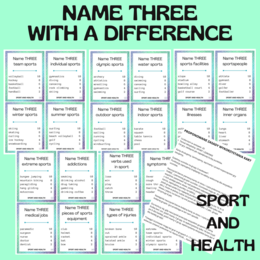 NAME THREE… WITH A DIFFERENCE / SPORT AND HEALTH