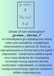 Gra edukacyjna matematyka kl. 1 „Ja mam…, kto ma…?” – Odejmowanie w zakresie 20 (zestaw 20 kart)