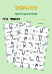Potęgi i pierwiastki, powtórzenie wiadomości, domino, klasa 7