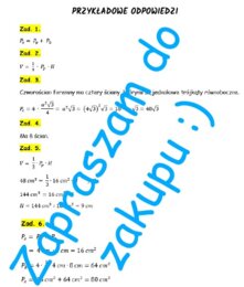 Pole powierzchni i objętość ostrosłupa - kartkówka, karta pracy