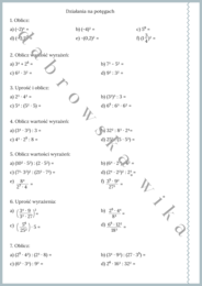 Działania na potęgach - zestaw zadań