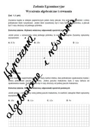 Zadania egzaminacyjne - Wyrażenia algebraiczne i równania