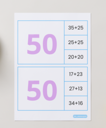 Obliczenia do 50 – dodawanie i odejmowanie (karty z klamerkami)