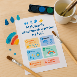 Malowanie deszczu na folii okiennej