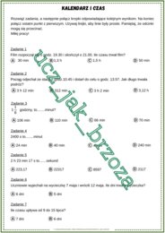 Karta pracy, połącz kropki, obliczenia zegarowe i kalendarzowe, klasa 6, kalendarz i czas
