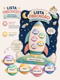 🚀 LISTA OBECNOŚCI – KOSMICZNA PRZYGODA! 🌍✨