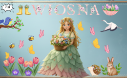 Wiosenna gazetka| Zawiera plakat - Pani WIosna w formacie XXL| Kolorowa i efektowna| Elementy łatwe do wycięcia