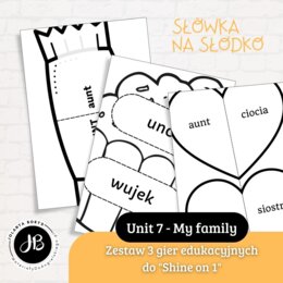 Słówka Na Słodko - Zestaw 3 gier edukacyjnych do nauki słownictwa z "Shine on 1" Unit 7 - My family