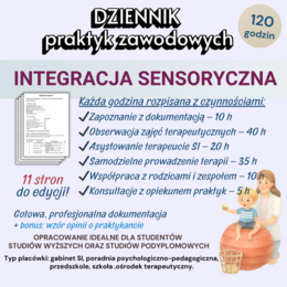 DZIENNIK PRAKTYK – INTEGRACJA SENSORYCZNA (SI) 120 GODZIN – KOMPLETNA DOKUMENTACJA