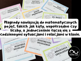 Zabawne matematyczne nagrody, dyplomy, podziękowania na koniec roku szkolnego.