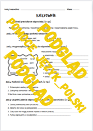 Rzeczownik / części mowy / sprawdzian / kartkówka / karta pracy / KLUCZ ODPOWIEDZI