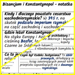 Bizancjum i Konstantynopol – notatki i karta pracy