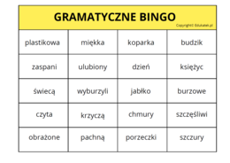 Gramatyczne bingo- utrwalanie rzeczownika, czasownika, przymiotnika