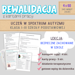 Rewalidacja – Bezpieczne zachowanie w szkole. Scenariusz z kartami pracy. Autyzm klasy I–III