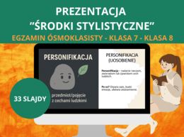 Prezentacja – środki stylistyczne: epitet, porównanie, porównanie homeryckie, metafora, personifikacja, animizacja, anafora, archaizm, eufemizm i inne [PPTX/PDF] – język polski,, klasa 7, klasa 8, egzamin ósmoklasisty