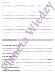 KARTA PRACY NA DZIEŃ MAMY - MOTHER'S DAY WORKSHEET, KLASY 4-8 SZKOŁY PODSTAWOWEJ- wykreślanka, ćwiczenia znajomości przymiotników i zdań opisujących, zadania pisemne