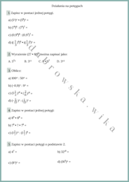 Działania na potęgach - karta pracy