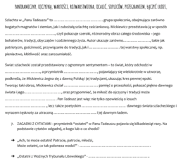 Obraz szlachty w "Panu Tadeuszu" - karta pracy